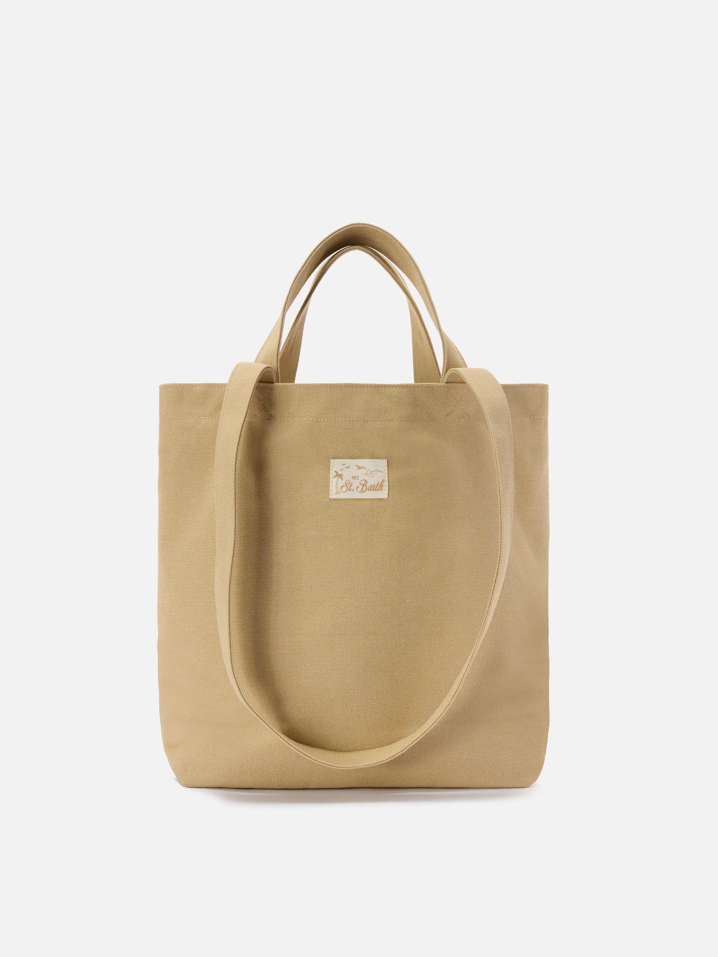 Borsa tote Essential Beach in cotone beige con logo ricamato