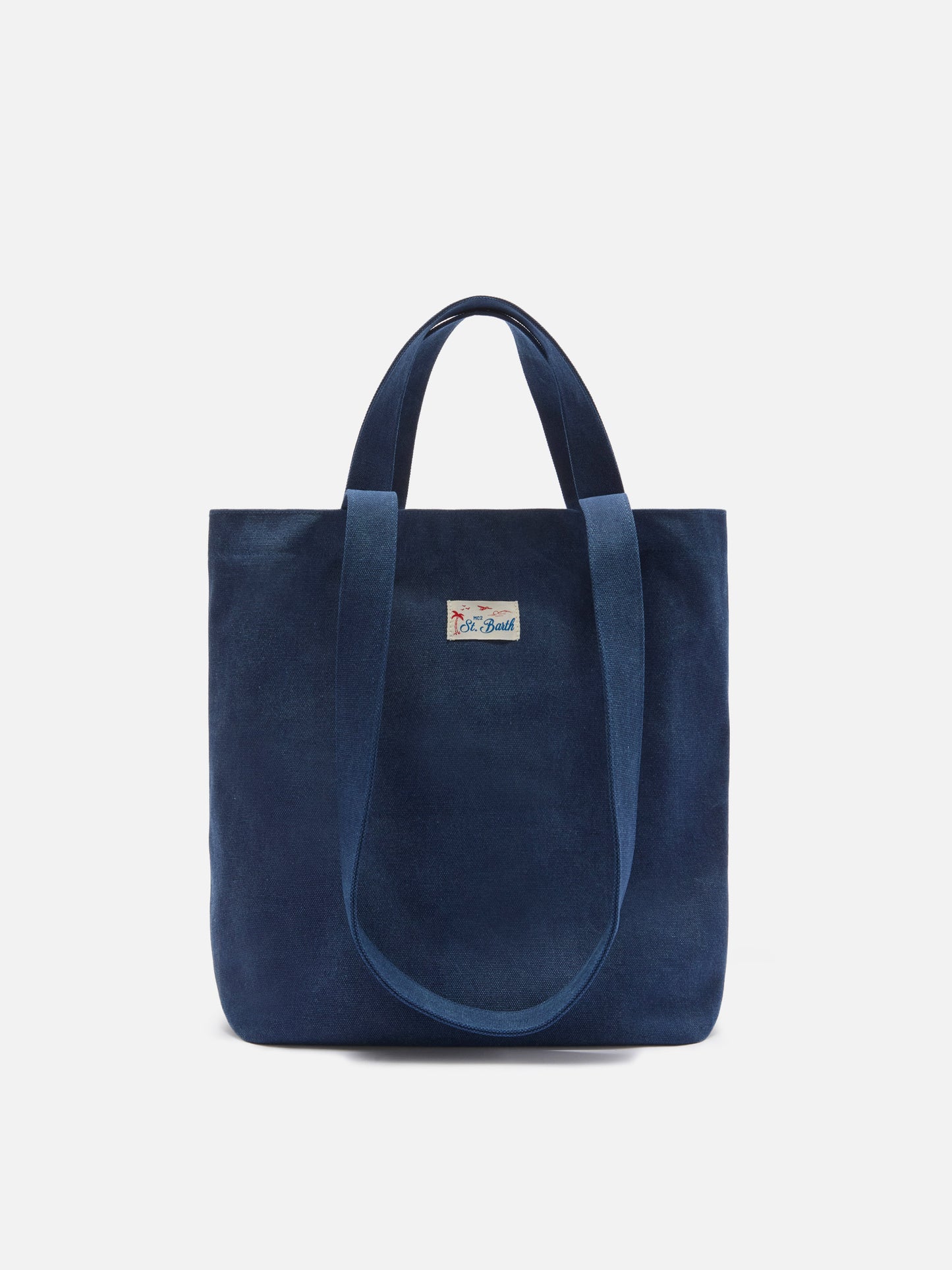 Essential Beach navy blue cotton tote bag with embroidered logo