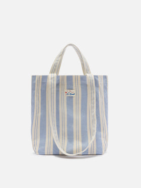 Borsa tote Essential Beach in cotone a righe azzurro e bianche