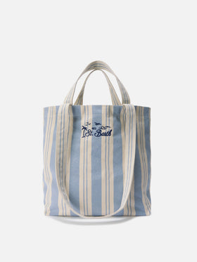 Borsa tote Essential Beach in cotone a righe azzurro e bianche