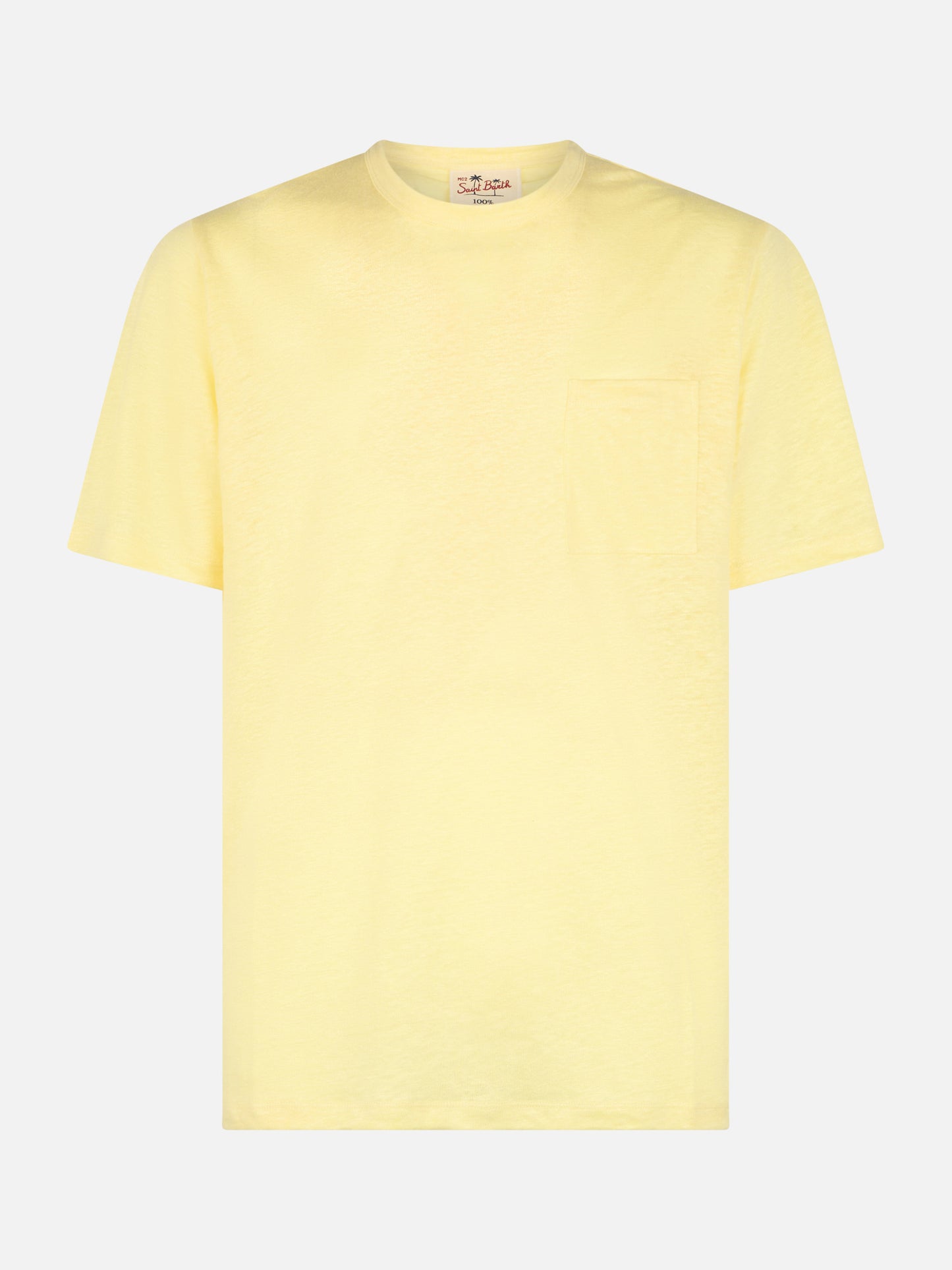 Man yellow linen jersey t-shirt Ecstasea with pocket