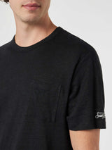 Man black linen jersey t-shirt Ecstasea with pocket