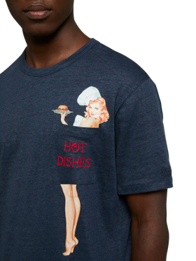 Linen jersey t-shirt Ecstasea with printed and embroidered pocket