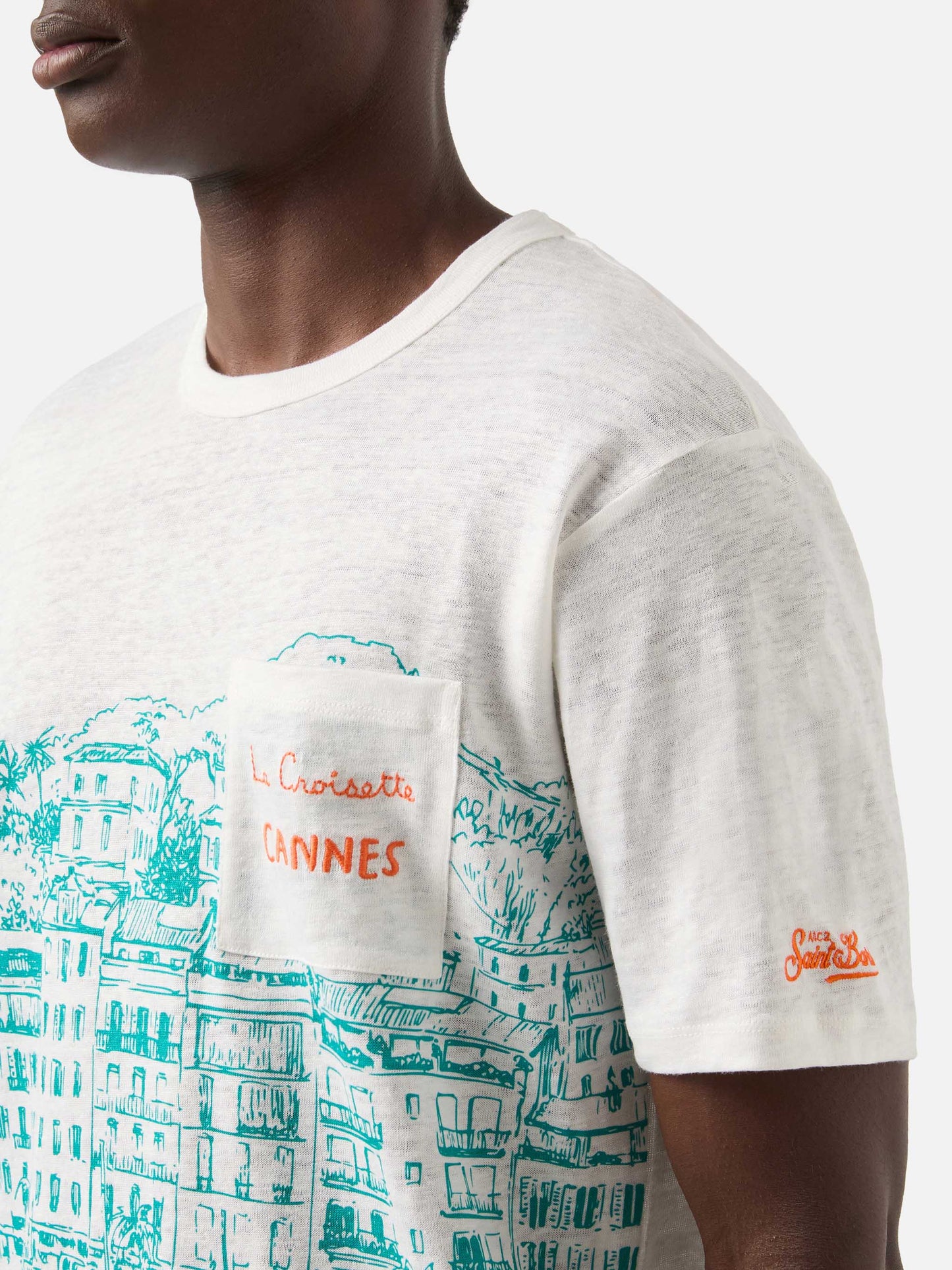 Ecstasea linen jersey t-shirt with Cannes print
