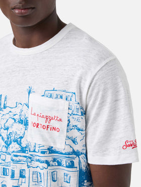 T-shirt en jersey de lin Ecstasea avec imprimé Portofino 