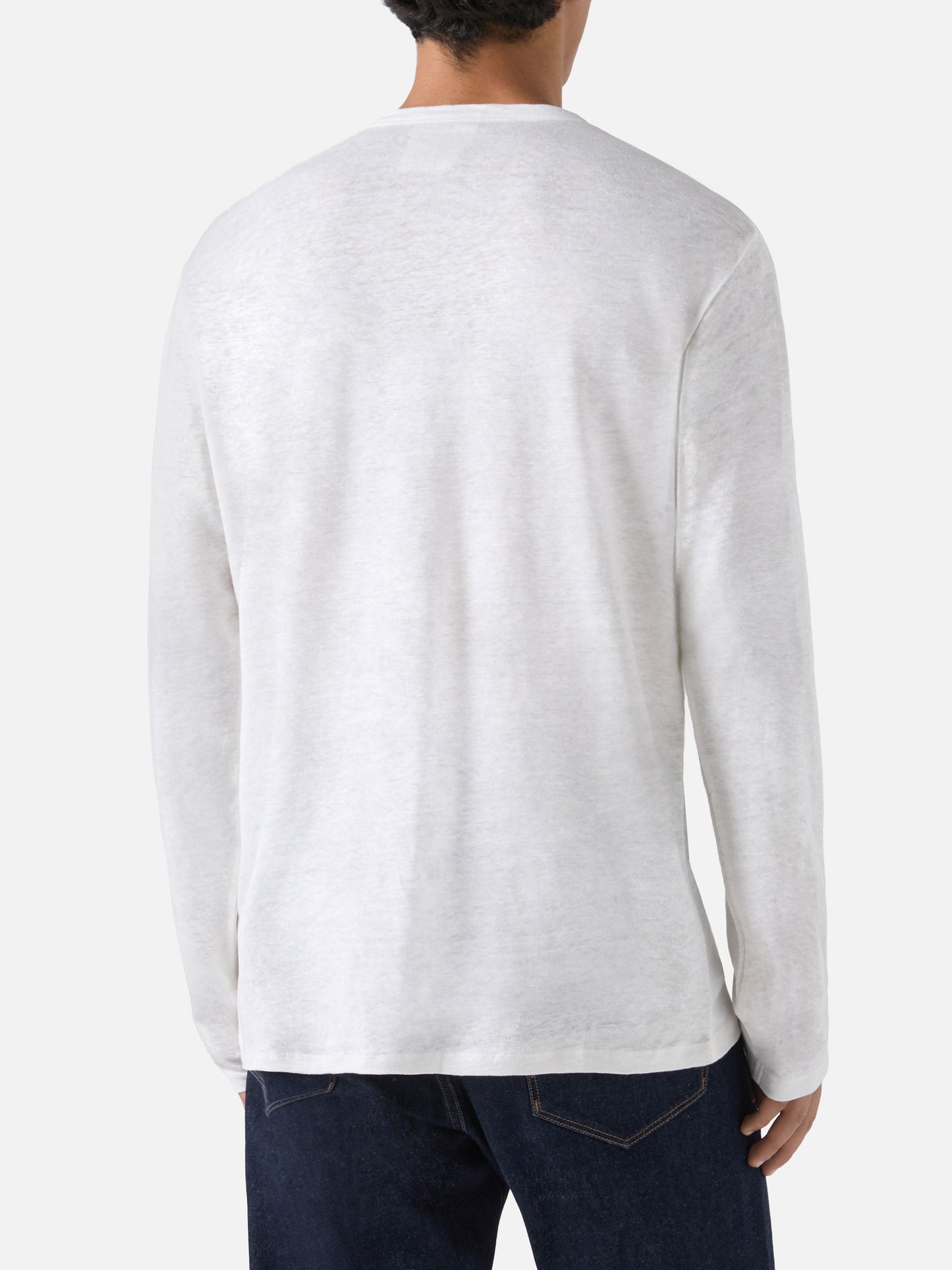 T-shirt da uomo in jersey di lino bianca navy Ecstasea con taschino