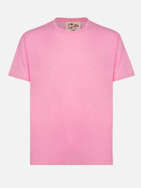 T-Shirt aus Leinenjersey in Blasenrosa Ecstasea