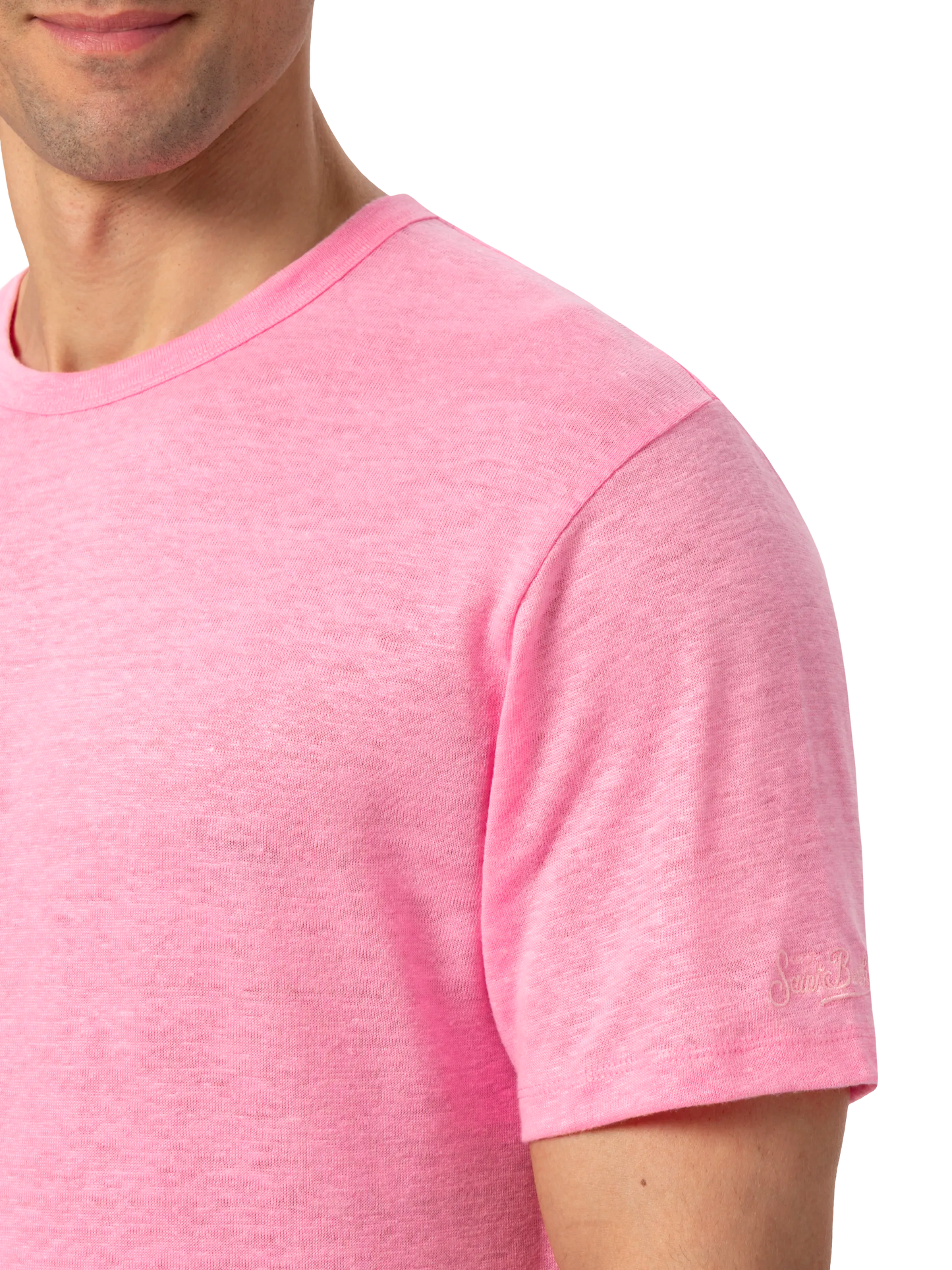 T-Shirt aus Leinenjersey in Blasenrosa Ecstasea