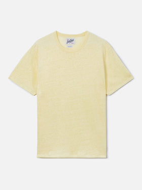 Yellow Ecstasea pure linen t-shirt with logo embroidery