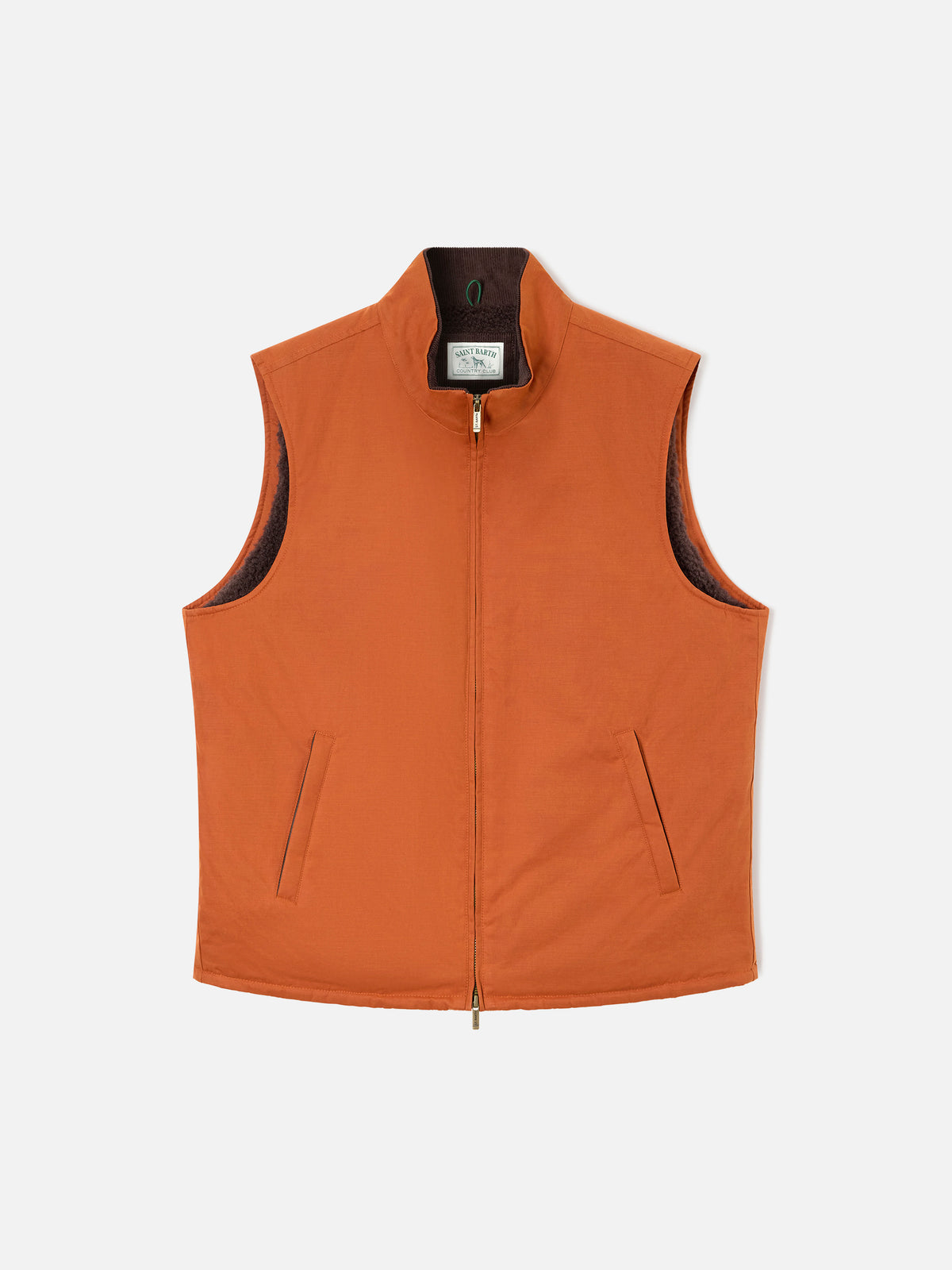 Gilet Edgar arancione scuro cerato con fodera in teddy