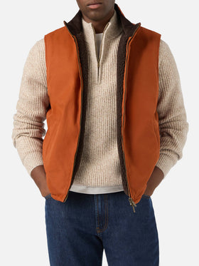 Gilet Edgar arancione scuro cerato con fodera in teddy