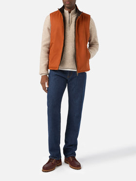 Gilet arancione scuro cerato Edgar con fodera in teddy