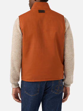 Gilet Edgar arancione scuro cerato con fodera in teddy
