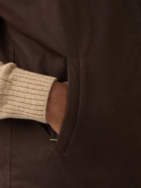 Braune gewachste Edgar-Weste mit Teddy-Futter 