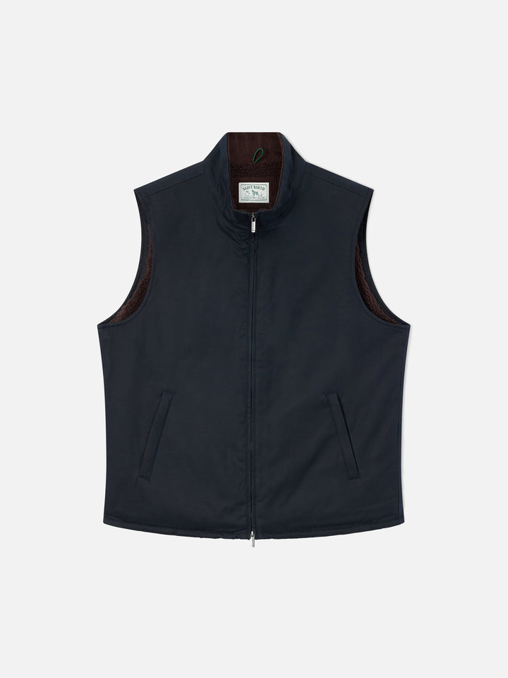 Chaleco encerado Edgar Navy blue con forro teddy 