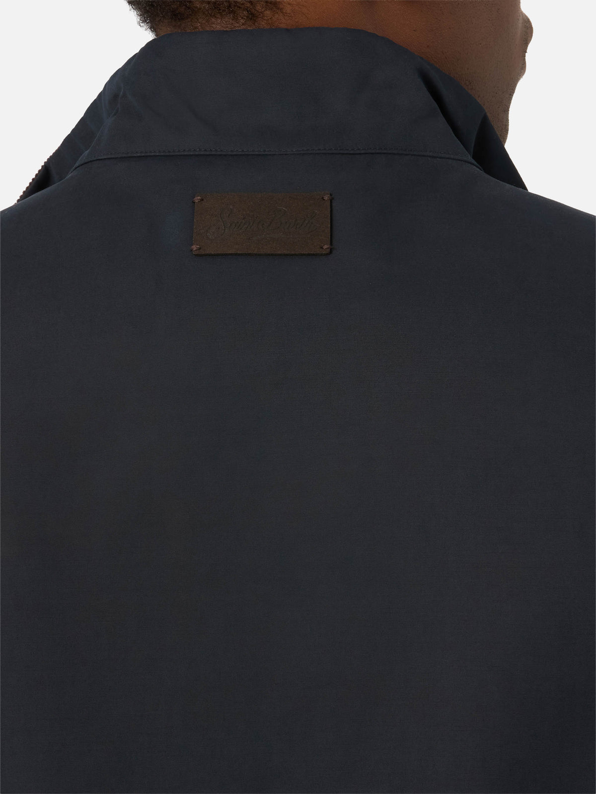 Marineblaue Edgar Weste aus gewachstem Material mit Teddy-Futter blue 