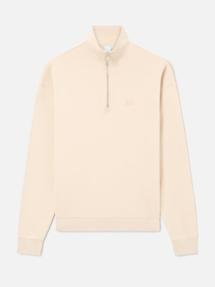 Sweat-shirt beige Eliade à demi-zip avec broderie du logo 