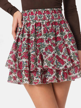 Eivissa floral silk voile mini skirt