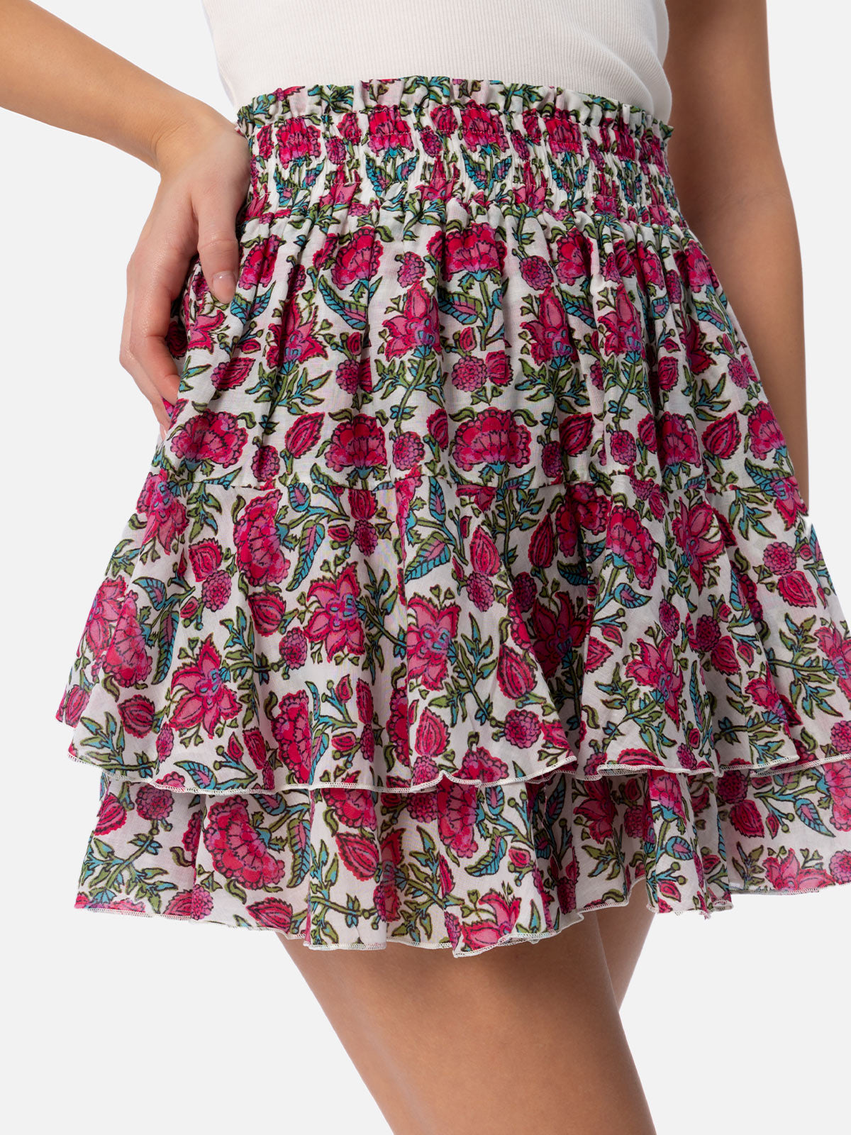 Woman silk voile ruffled mini skirt Eivissa – MC2 Saint Barth