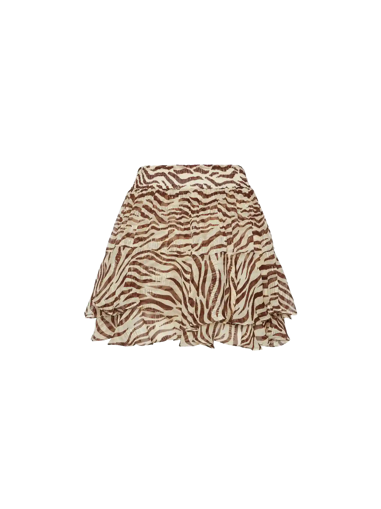 Eivissa gerüschter Minirock aus Lurex-Seidenvoile mit Animalier-Print