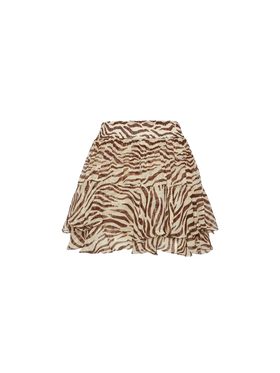 Eivissa gerüschter Minirock aus Lurex-Seidenvoile mit Animalier-Print