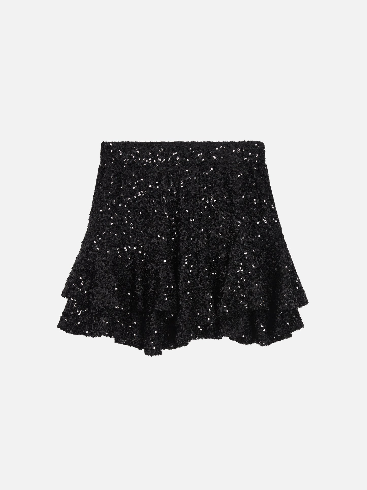 Eivissa Jr sequin ruffle mini skirt in black