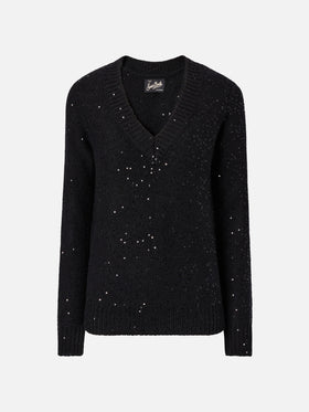 Maglione Eleara nero con pailettes