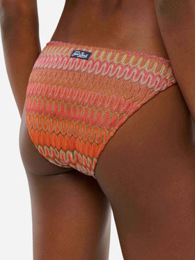 Elea swim briefs in orange raschel fabric