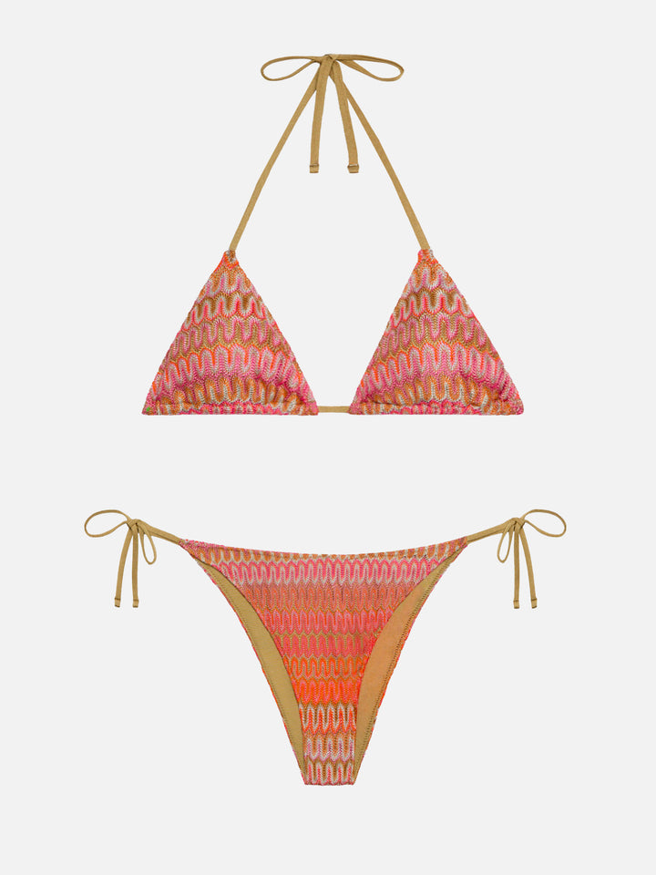 Bikini classico in maglia raschel Seline Elea con motivo chevron