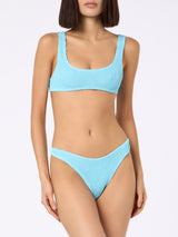 Woman light blue classic crinkle bikini Naima Elise