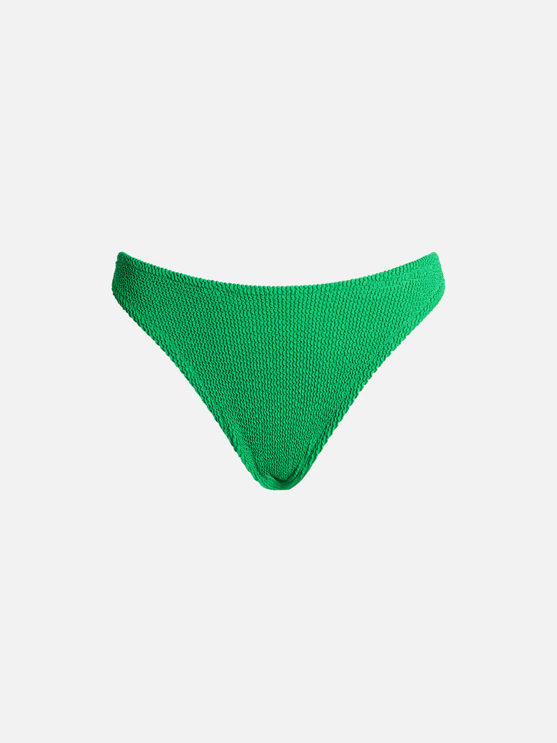 Woman green classic crinkle swim briefs Elise