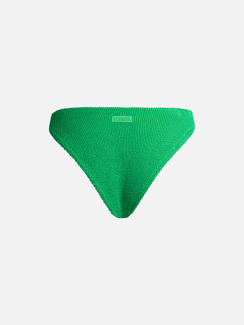 Woman green classic crinkle swim briefs Elise