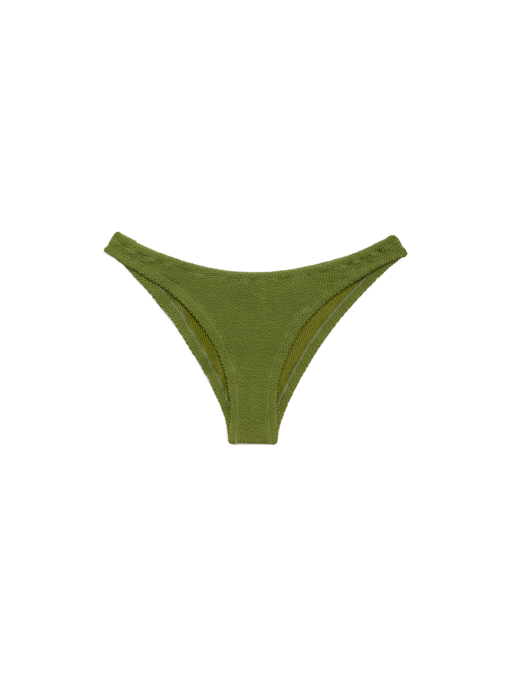 Elise classic military green crinkle swim briefs - Naima military green crinkle classic bralette top