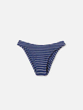 Classic Elise bikini bottoms in navy striped crinkle fabric
