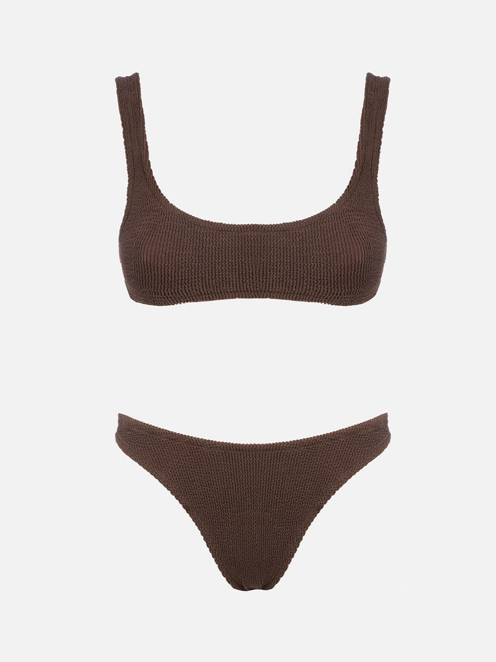 Brown crinkle bralette bikini Naima Elise