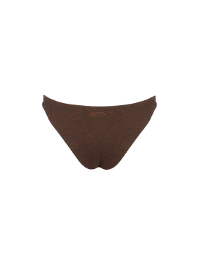 Damen klassische Bikinihose in Braun aus Crinkle Elise 
