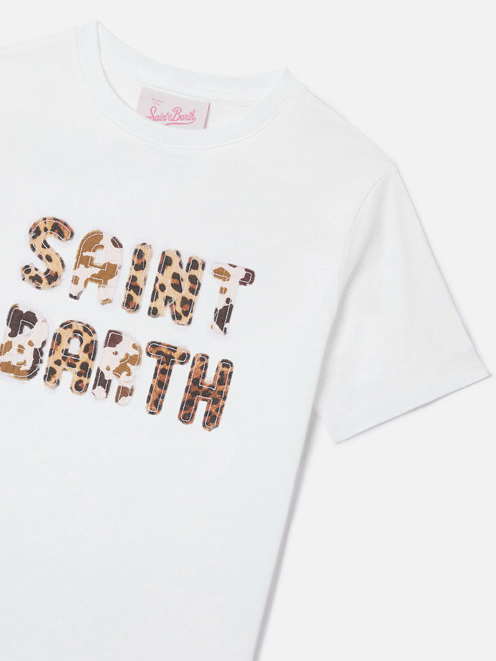 T-shirt Elly bianca con patch logo animalier applicata
