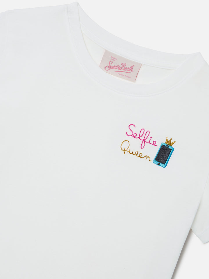 T-shirt Elly bianca con ricamo Selfie Queen
