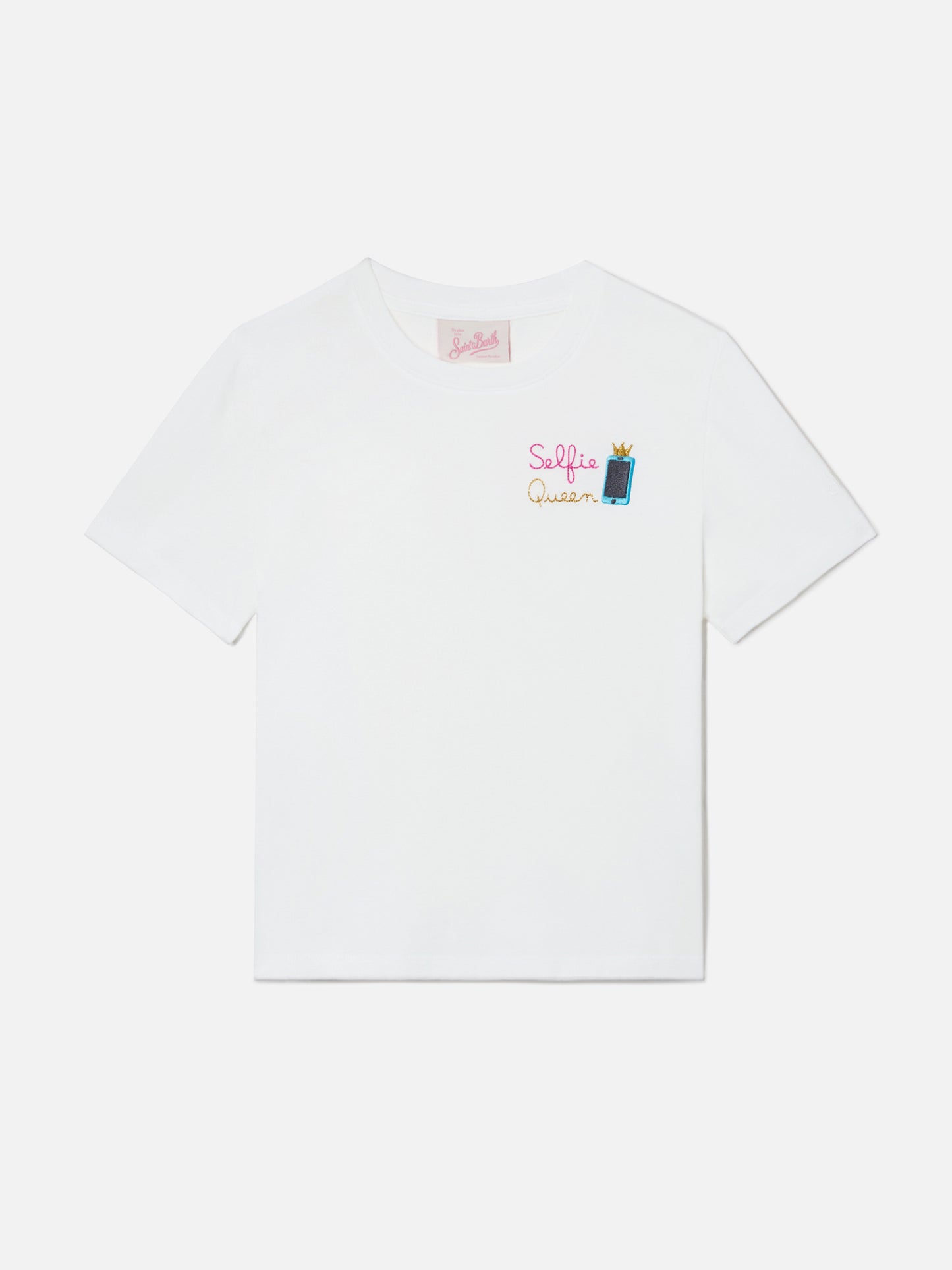 T-shirt Elly bianca con ricamo Selfie Queen
