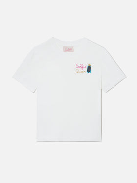 T-shirt Elly bianca con ricamo Selfie Queen