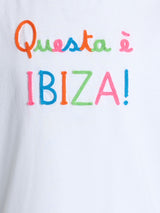 Girl cotton jersey crewneck t-shirt Elly with Questa è Ibiza embroidery