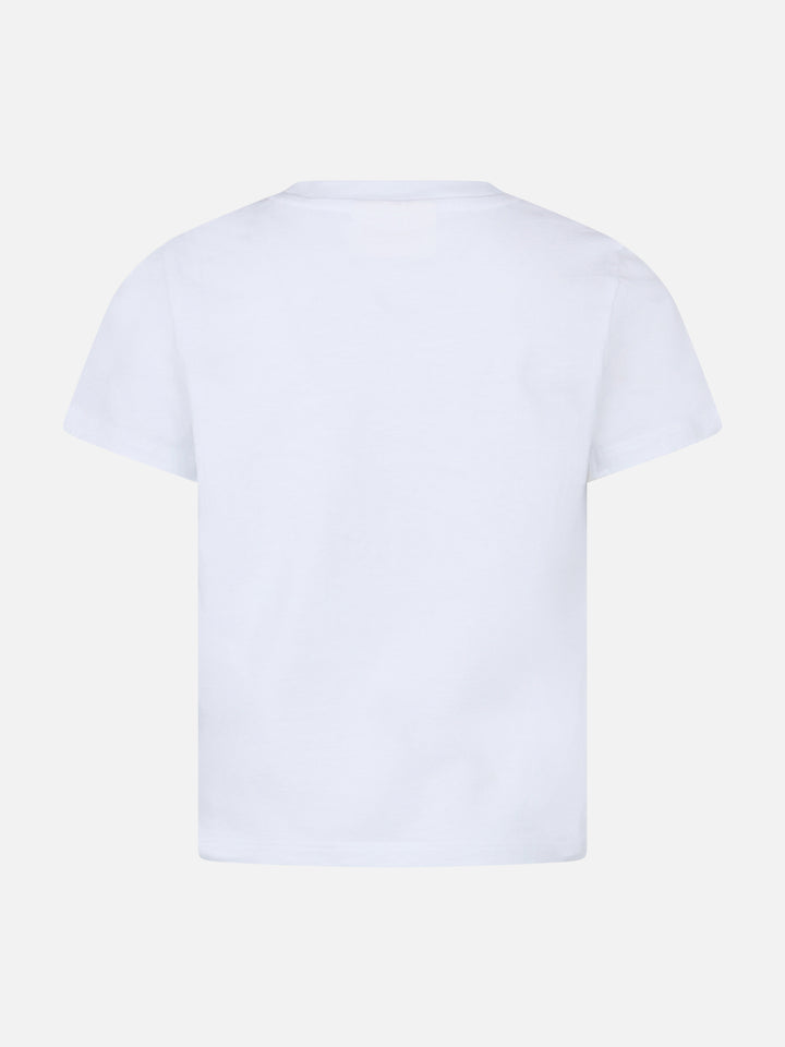 Mädchen-T-Shirt Elly aus Baumwolljersey mit Rundhalsausschnitt und Vacay-Mood-Stickerei