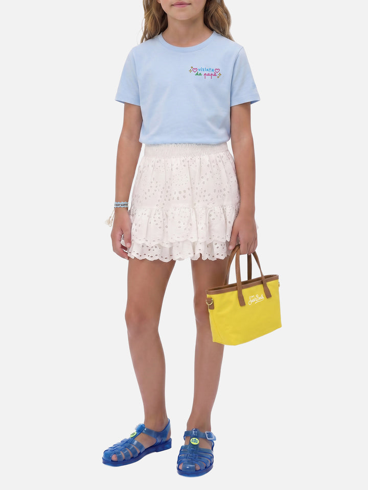 T-shirt Elly azzurra con ricamo Viziata da papà
