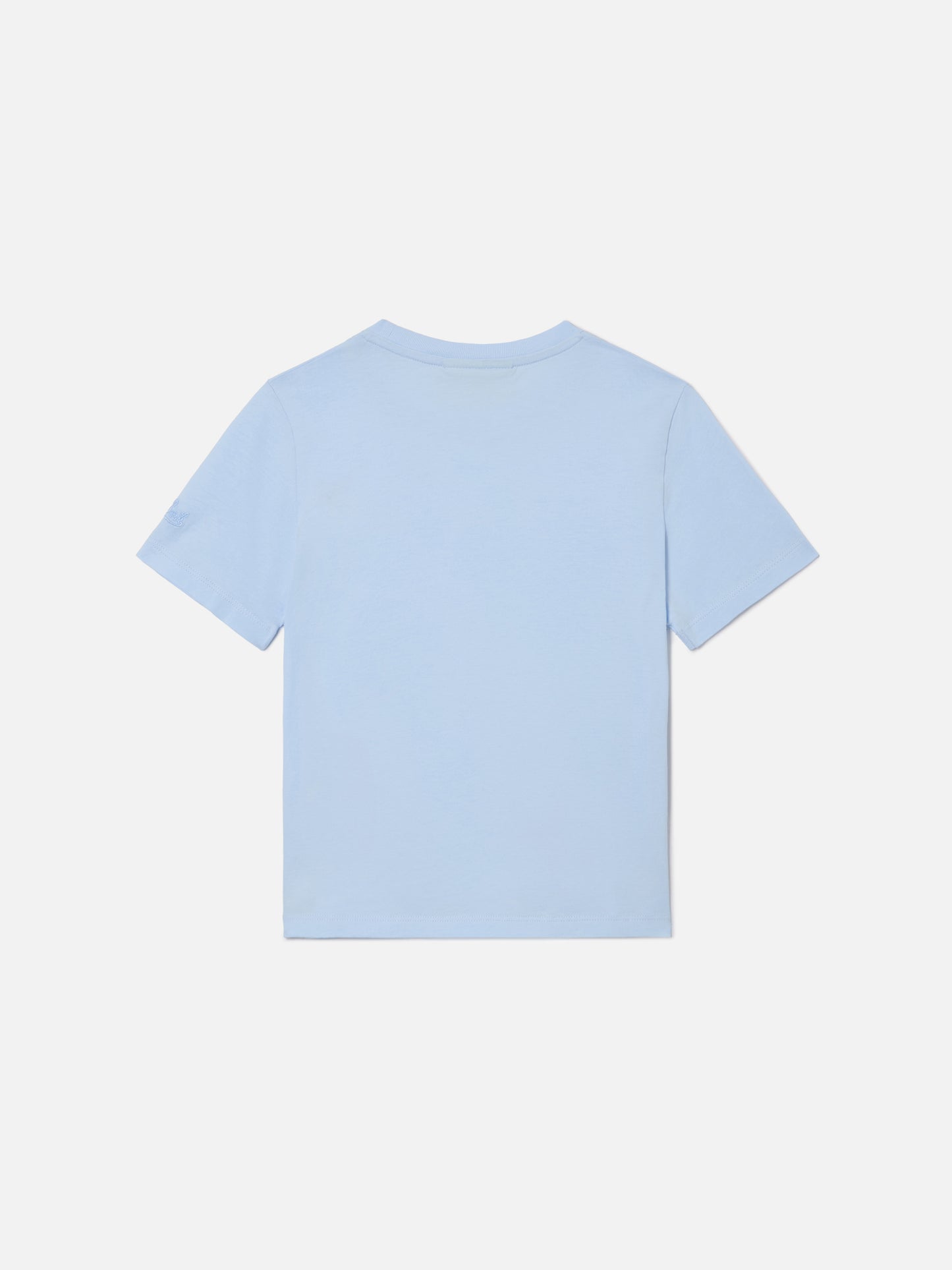 Elly T-shirt in light blue cotton with Viziata da papà embroidery