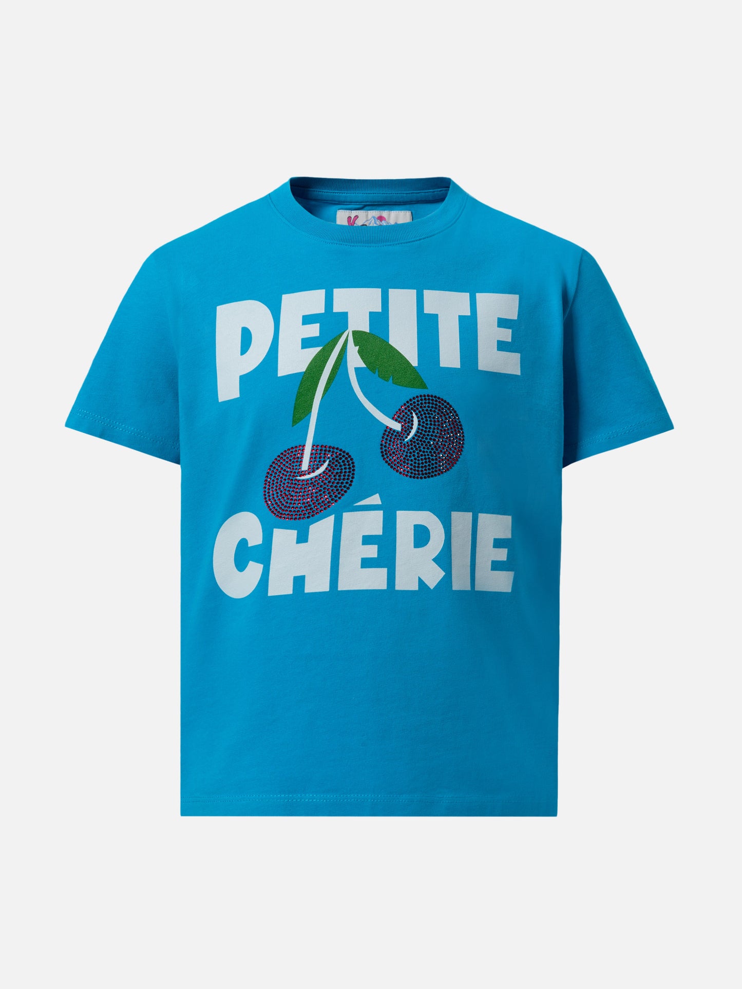 Schweres Baumwoll-T-Shirt Elly mit Kirschstrassverzierung