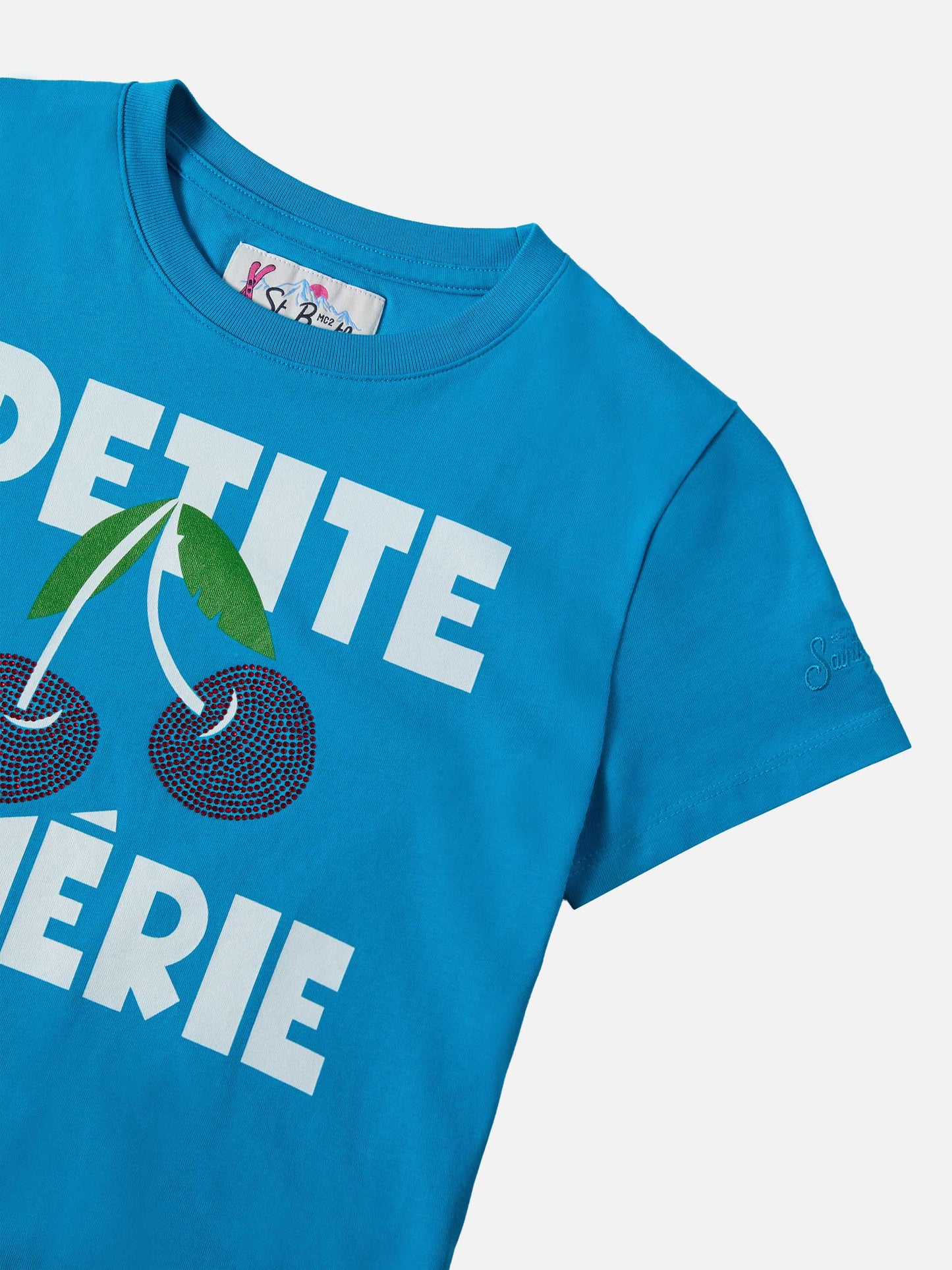 Schweres Baumwoll-T-Shirt Elly mit Kirschstrassverzierung