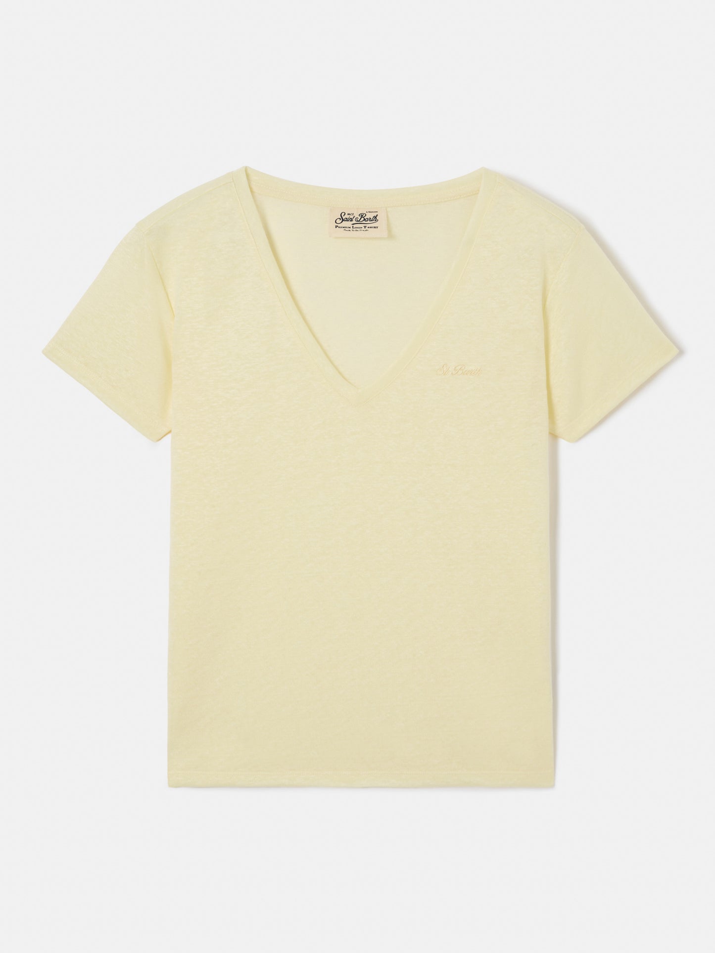 T-shirt Eloise in lino giallo con logo ricamato