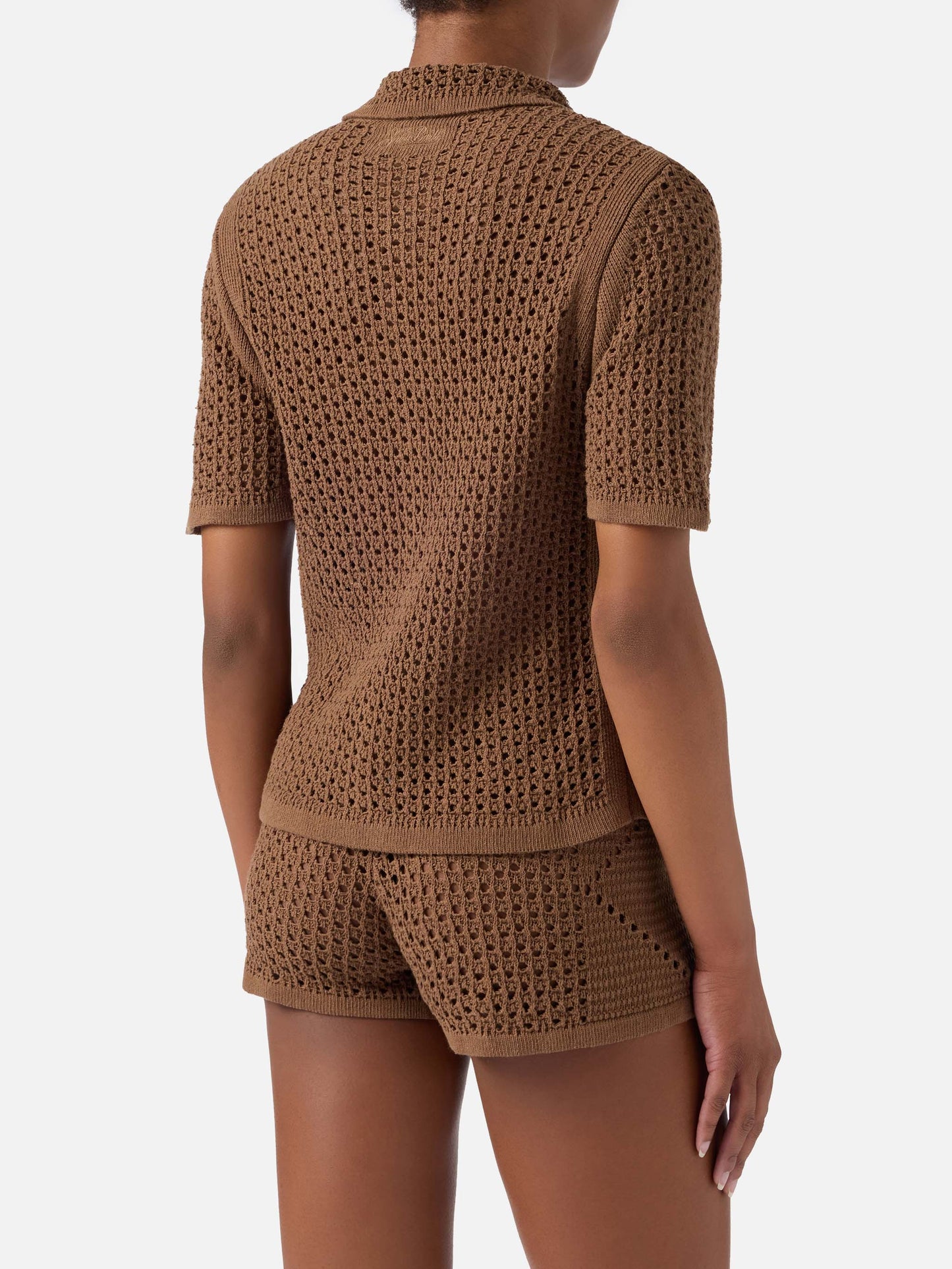Brown Elowen cardigan in crochet