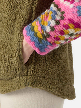 Damen-Sherpa-Overshirt mit Häkeldetails