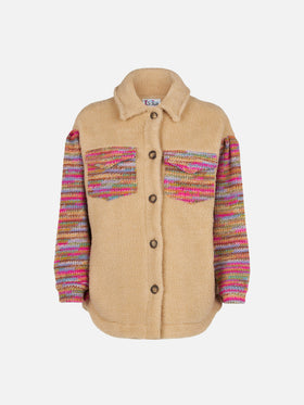 Beige overshirt Elys with crochet sleeves